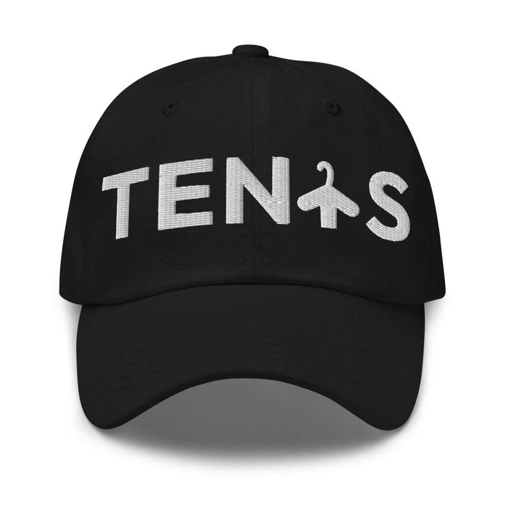 Gorra Tenis Club · diseño A · negra con bordado blanco