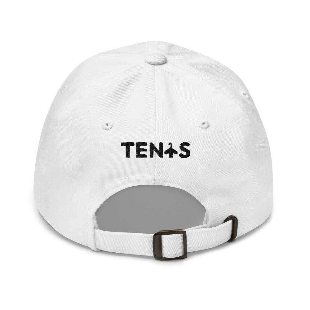 Gorra Tenis Club · diseño B · blanca con bordado negro · detrás