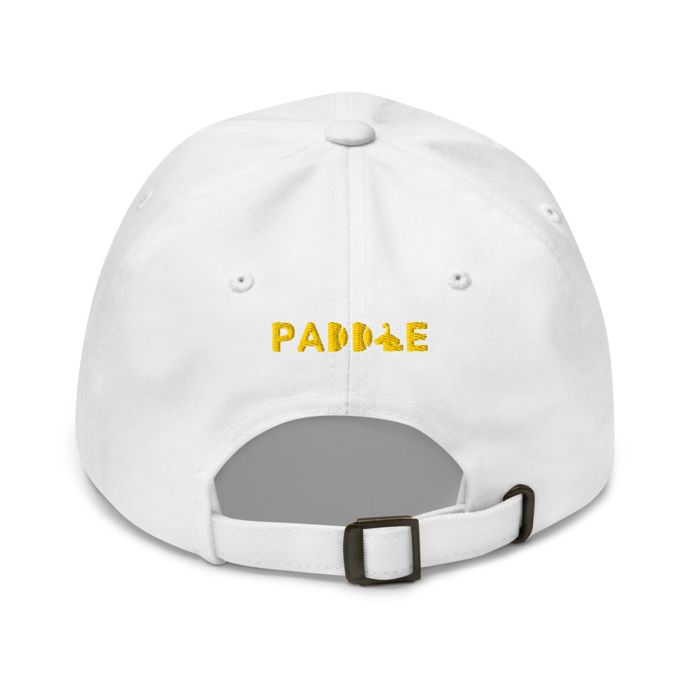 Gorra Pádel Club · diseño B · blanca con bordado amarillo · detrás