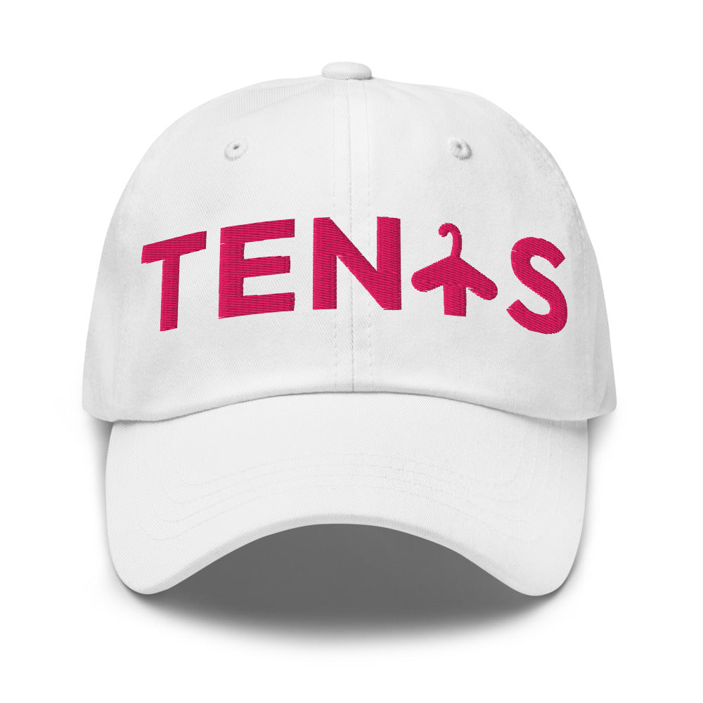 Gorra Tenis Club · diseño A · blanca con bordado rosa