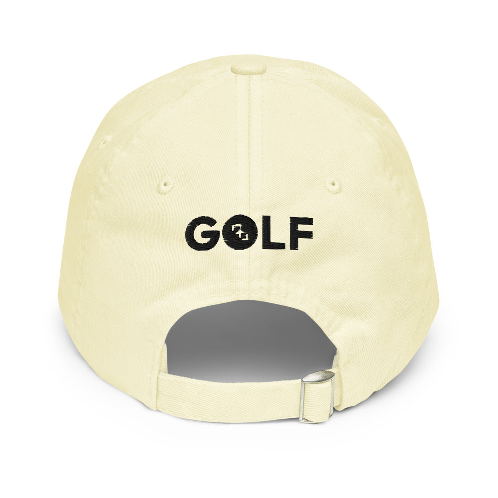 Gorra Golf Club · diseño B · amarilla con bordado negro