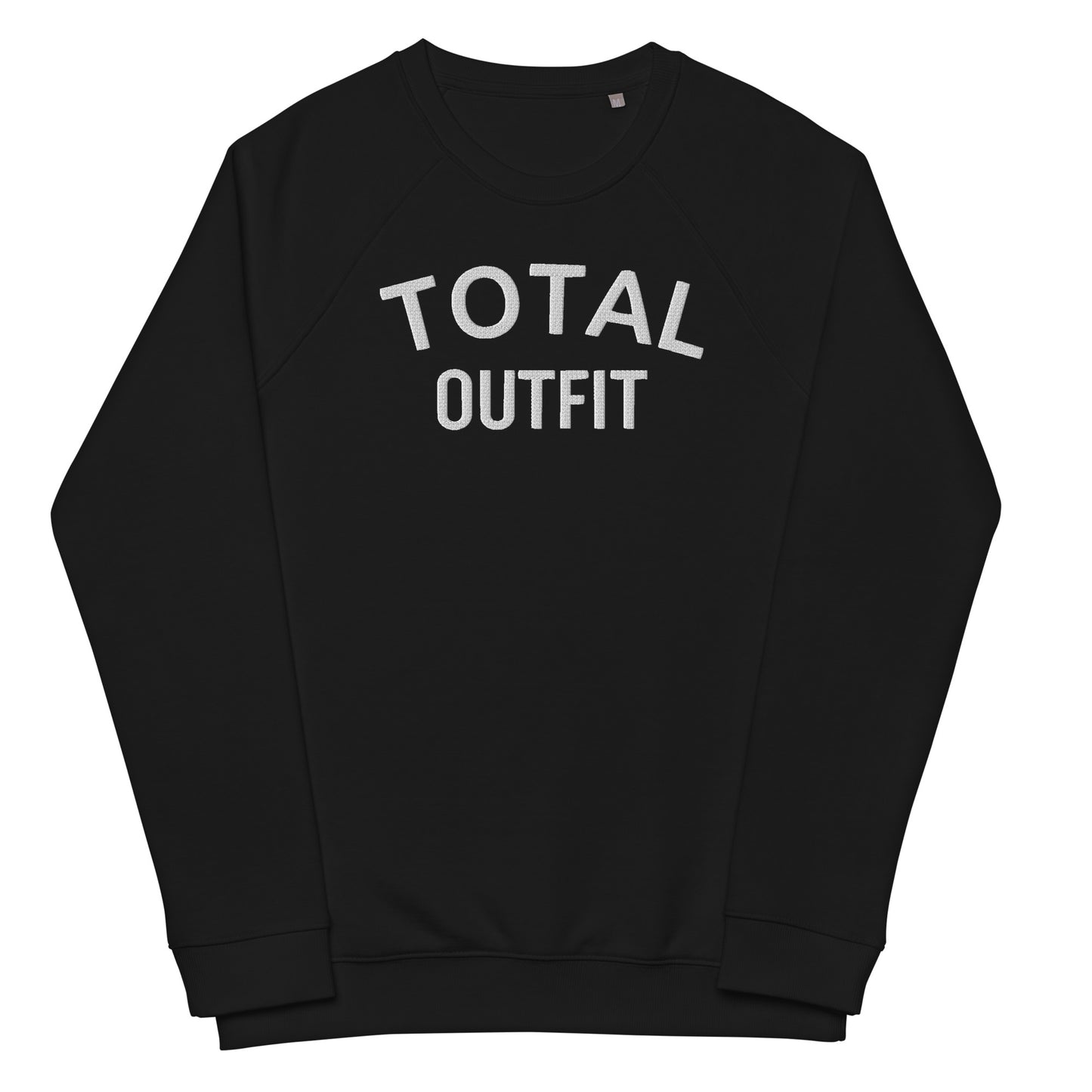 Sudadera orgánica raglán unisex bordada Logo Texto TotalOutfit