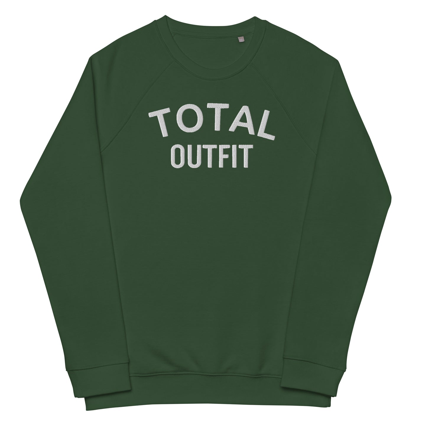 Sudadera orgánica raglán unisex bordada Logo Texto TotalOutfit