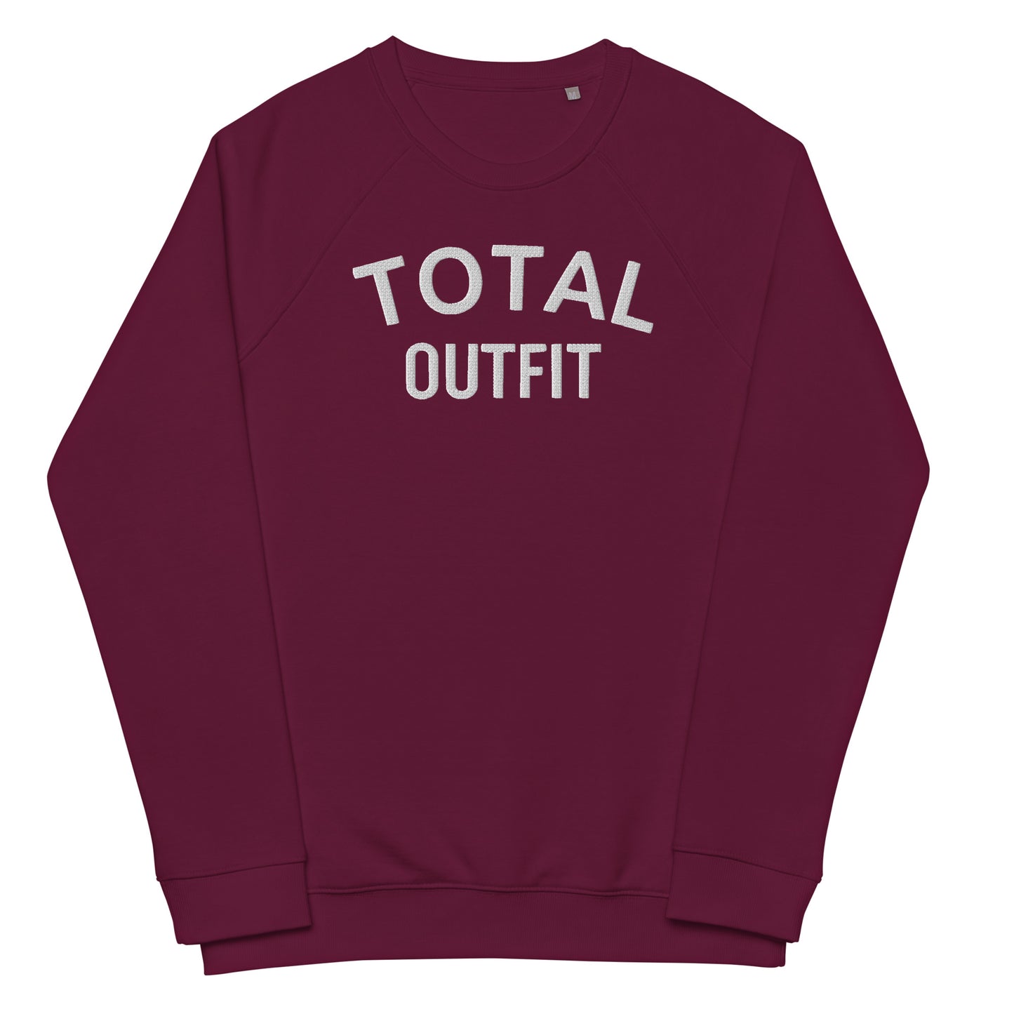Sudadera orgánica raglán unisex bordada Logo Texto TotalOutfit