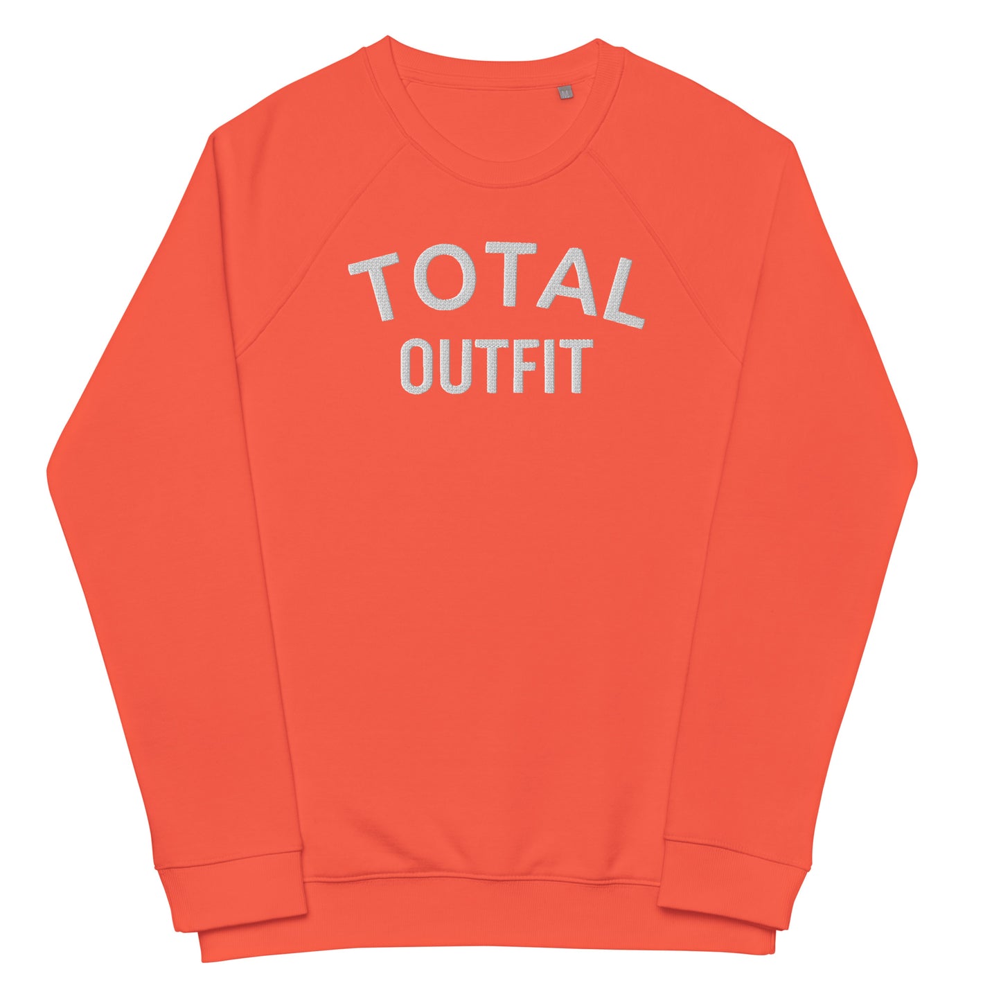 Sudadera orgánica raglán unisex bordada Logo Texto TotalOutfit