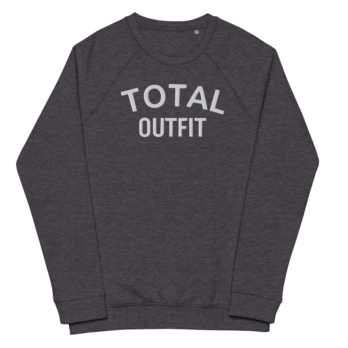 Sudadera orgánica raglán unisex bordada Logo Texto TotalOutfit