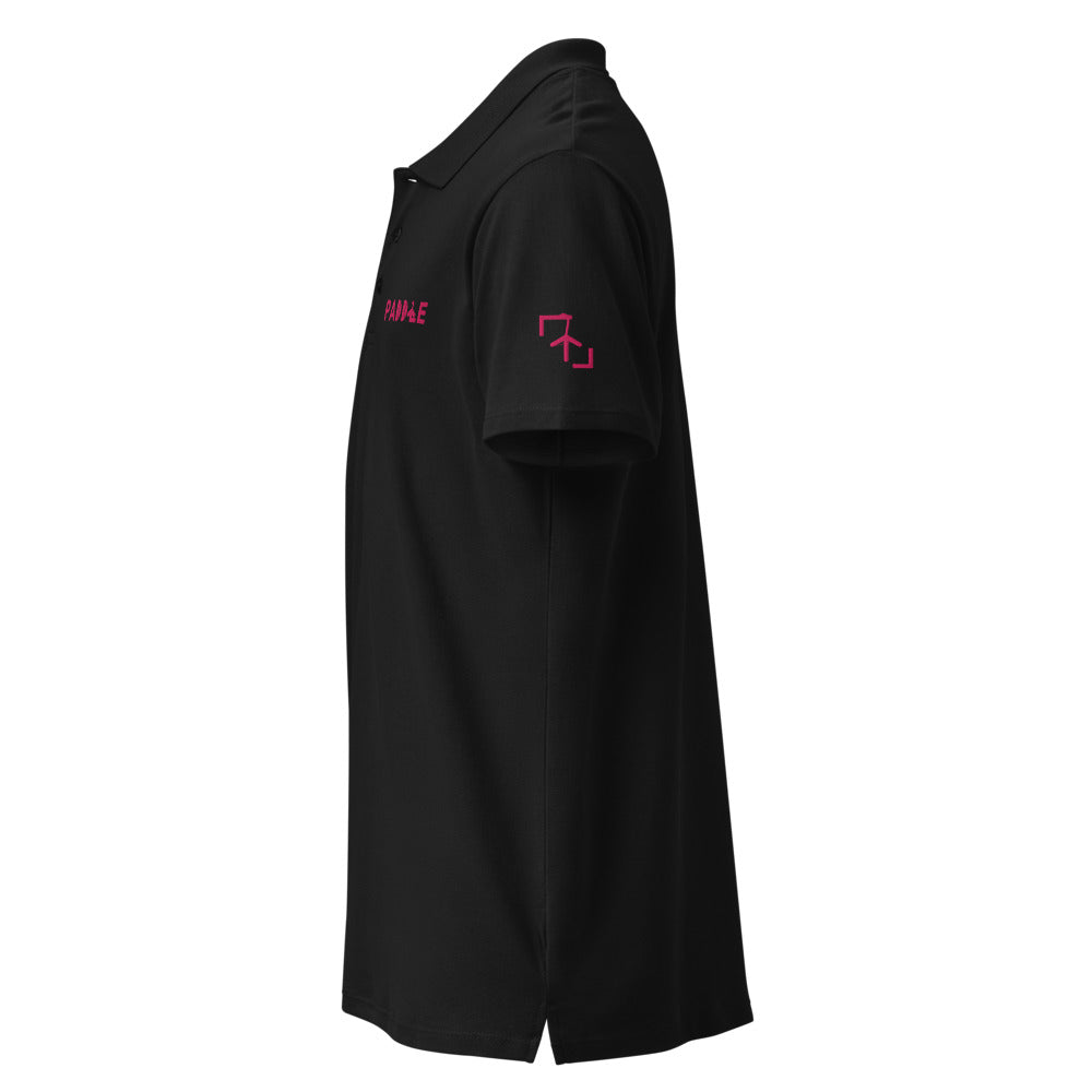 Polo Pádel Club · diseño A · negra con bordado rosa · manga