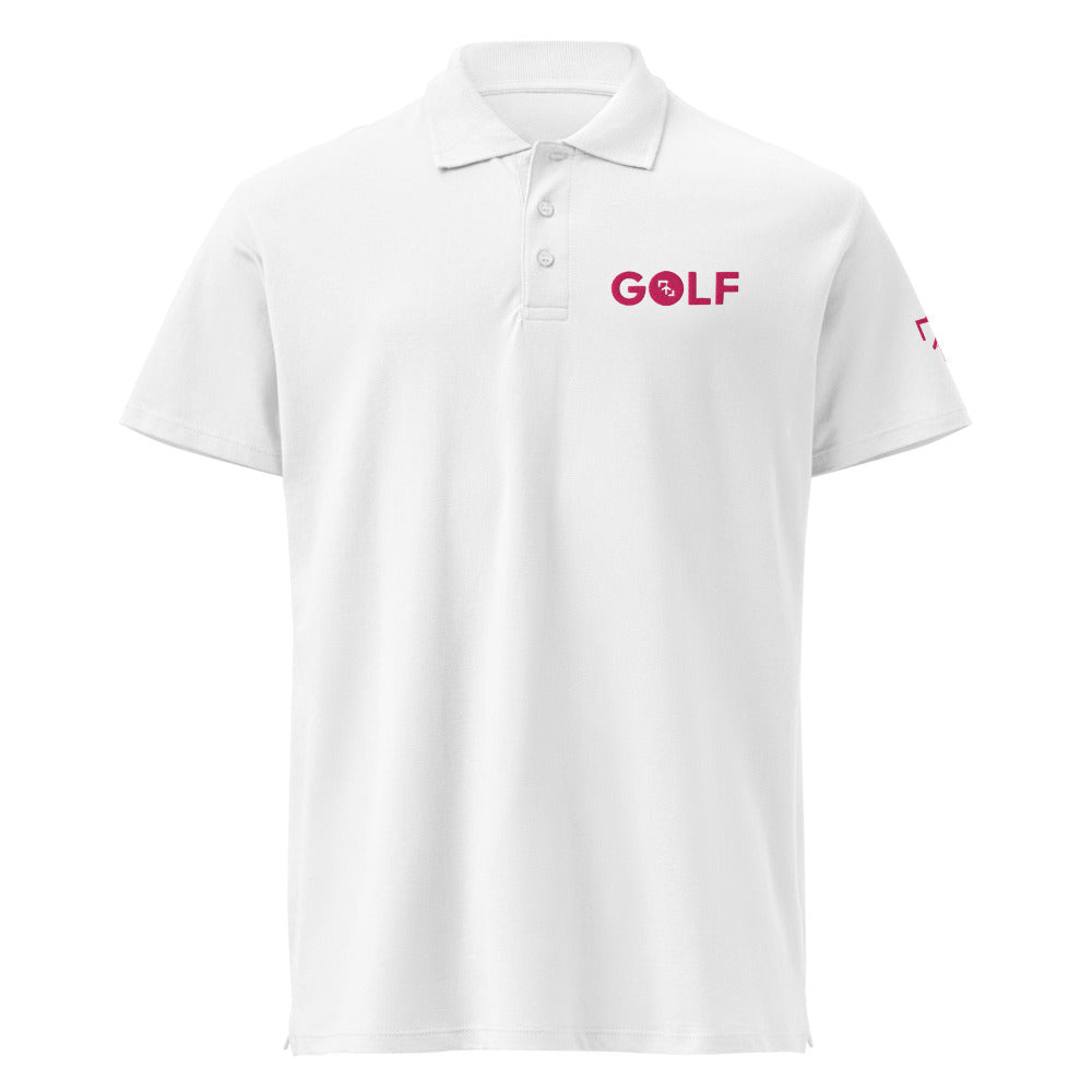 Polo Golf Club · diseño A · blanca con bordado rosa