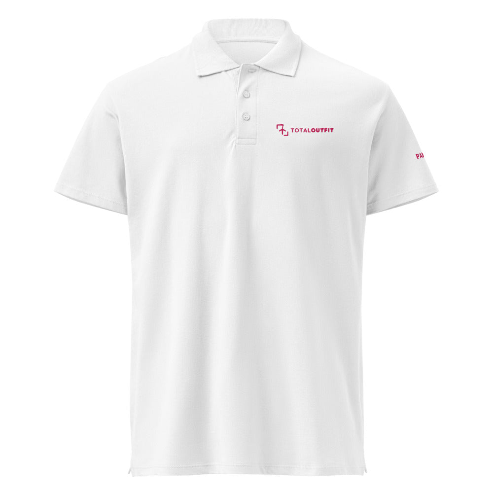 Polo Pádel Club · diseño B · blanca con bordado rosa
