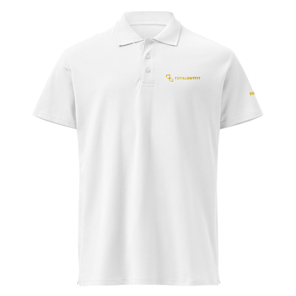 Polo Pádel Club · diseño B · blanca con bordado amarillo