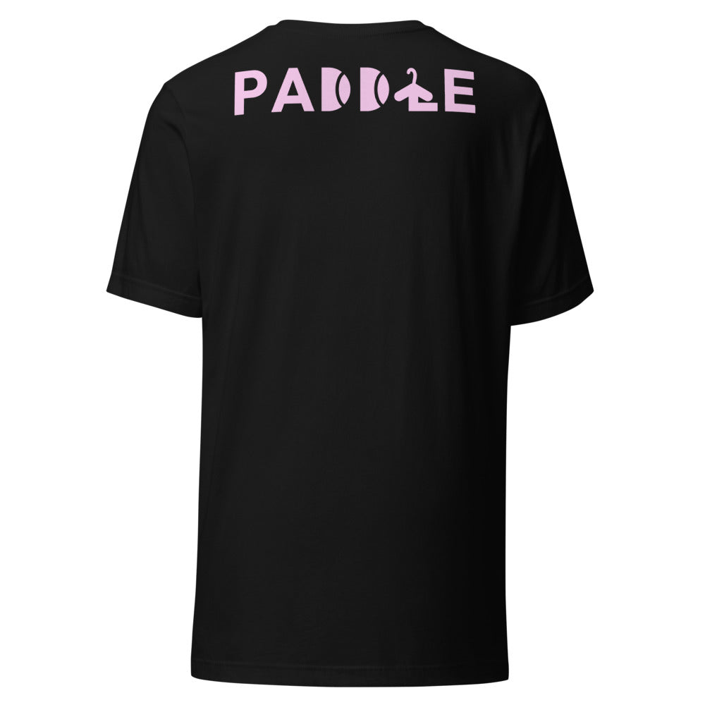 Camiseta Pádel Club · diseño B · negra con bordado rosa · espalda