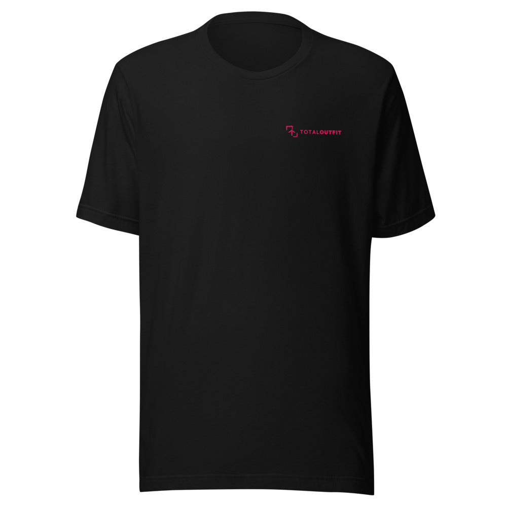 Camiseta Golf Club · diseño B · prenda negra, hilo rosa