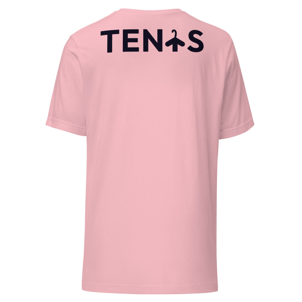 Camiseta Tenis Club · diseño B · rosa con bordado negro · espalda