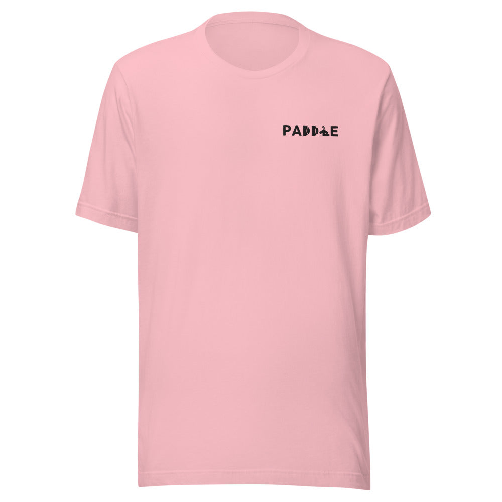 Camiseta Pádel Club · diseño A · rosa con bordado negro