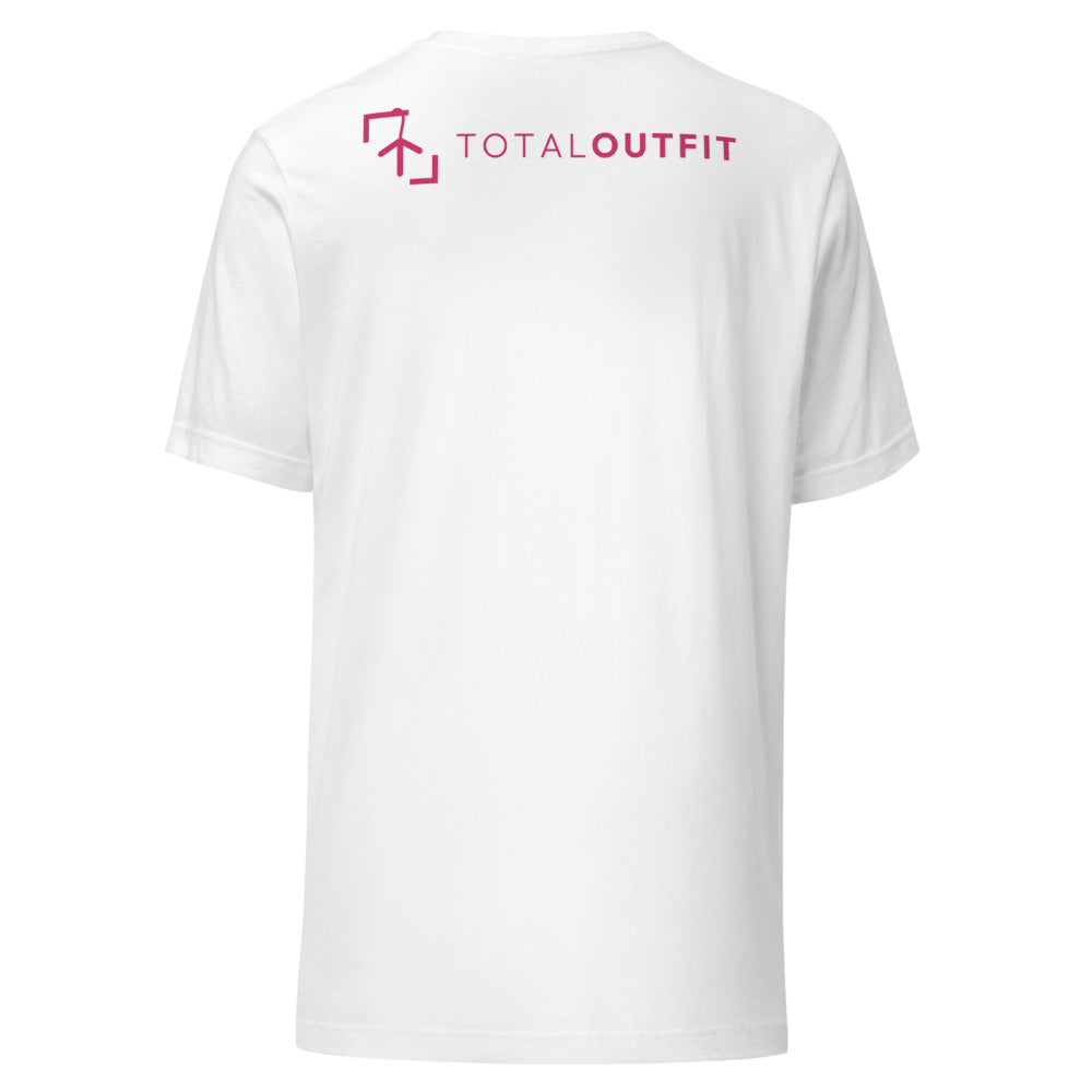 Camiseta Tenis Club · diseño A · blanca con bordado rosa · espalda