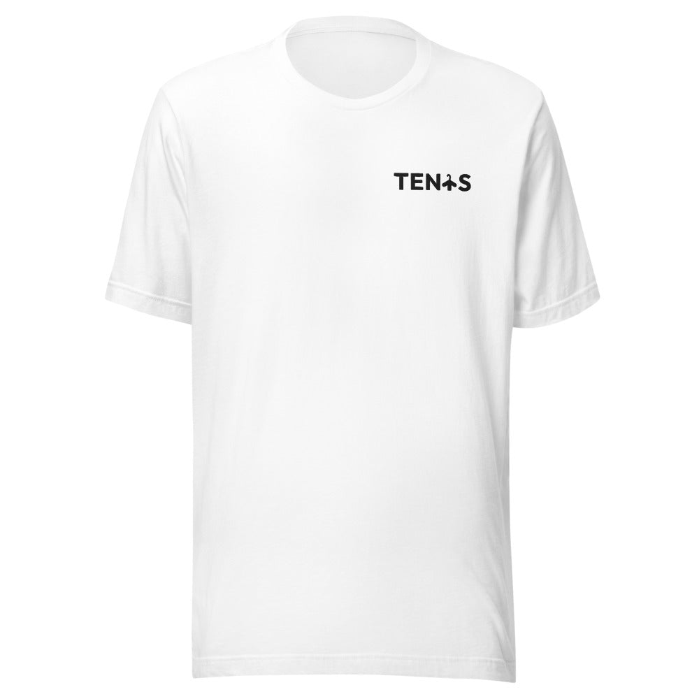 Camiseta Tenis Club · diseño A · blanca con bordado negro
