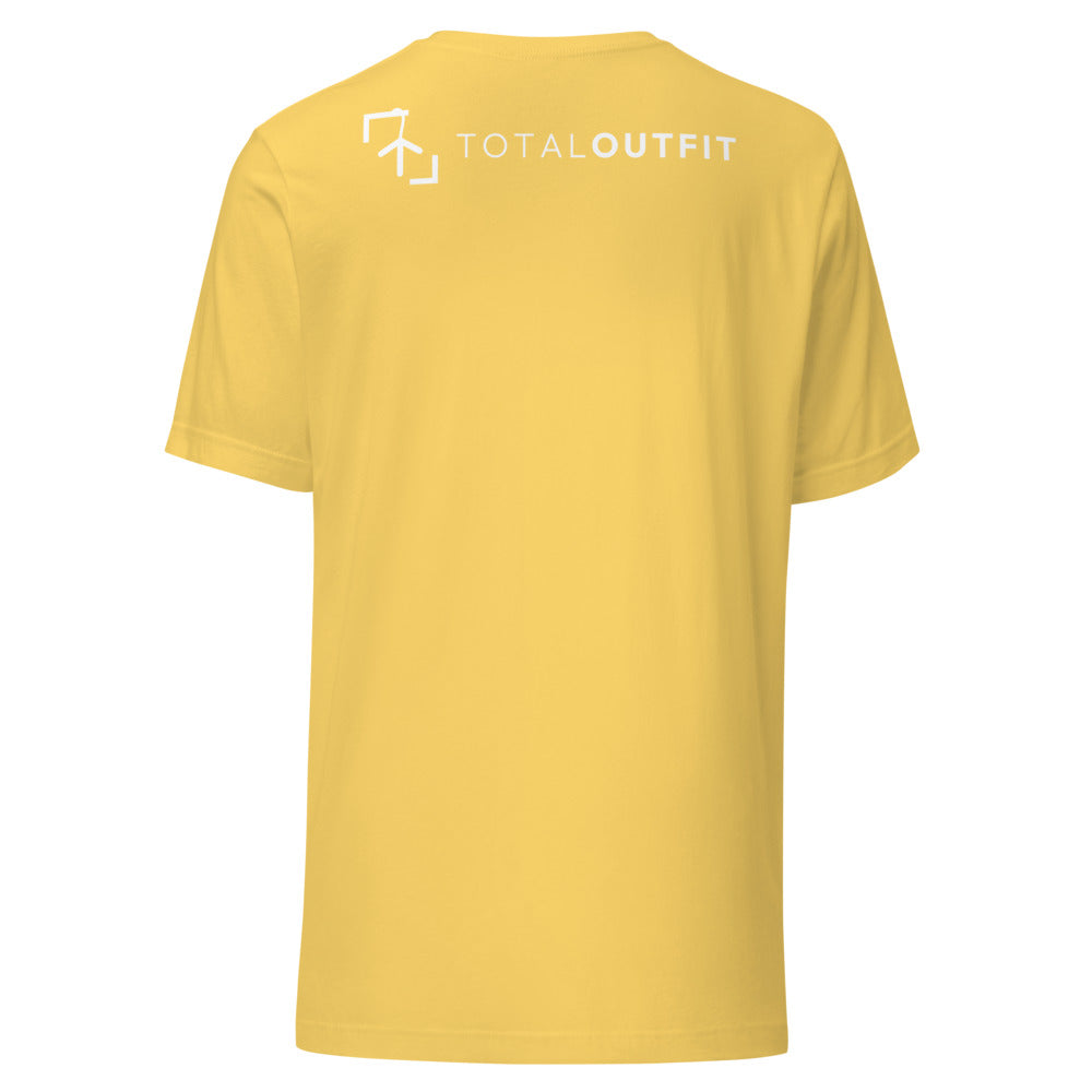 Camiseta Pádel Club · diseño A · amarilla con bordado blanco · espalda