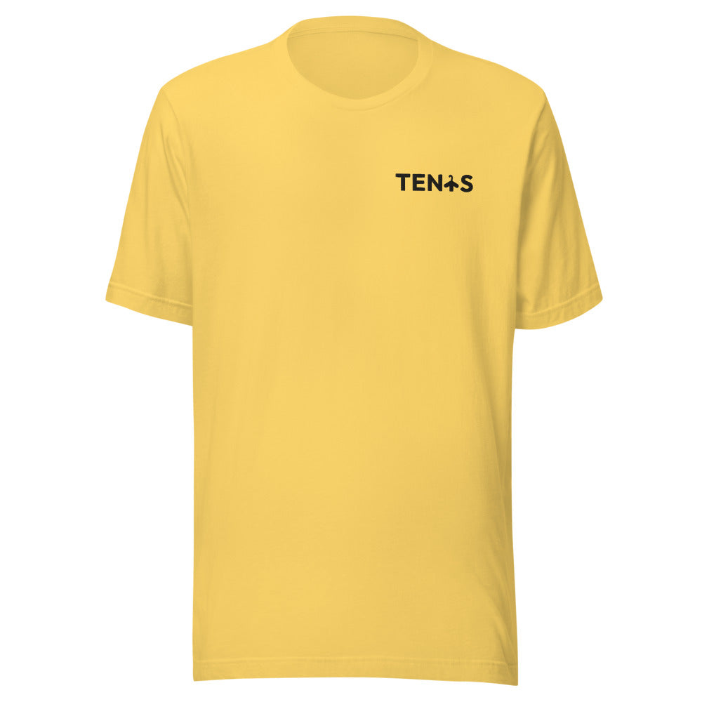 Camiseta Tenis Club · diseño A · amarilla con bordado negro