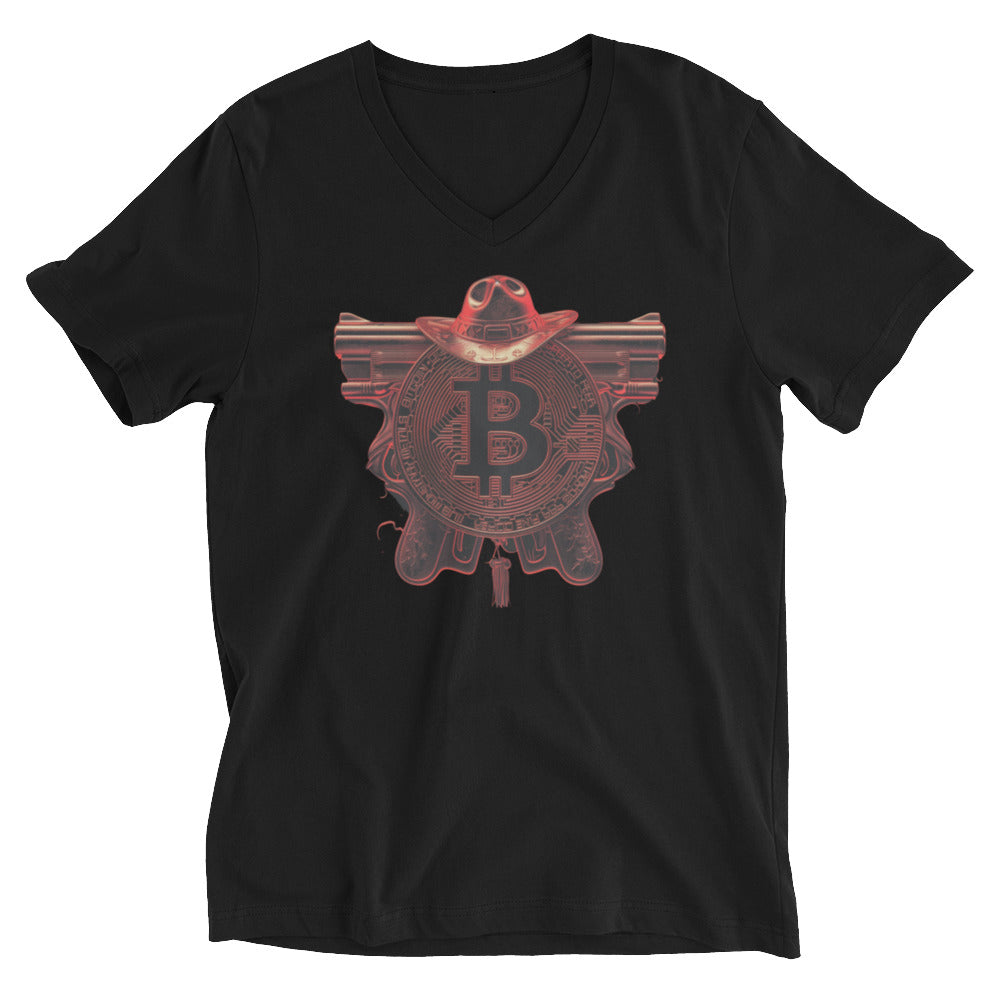 Camiseta de manga corta y cuello de pico unisex TotalOutfit bitcoin series