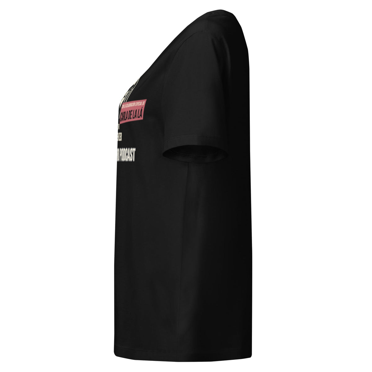 Camiseta orgánica con cuello acanalado para mujer V Promo Carla de La Lá by AntiInfluenzer