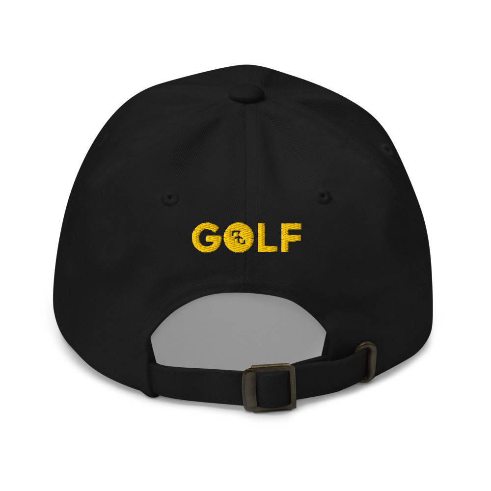 Gorra Golf Club · diseño B · negra con bordado amarillo · detrás
