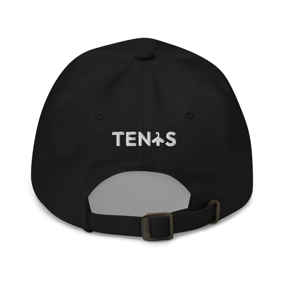 Gorra Tenis Club · diseño B · negra con bordado blanco · detrás