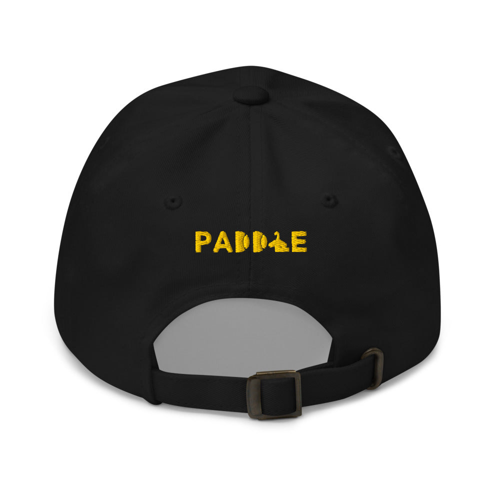 Gorra Pádel Club · diseño B · negra con bordado amarillo · detrás