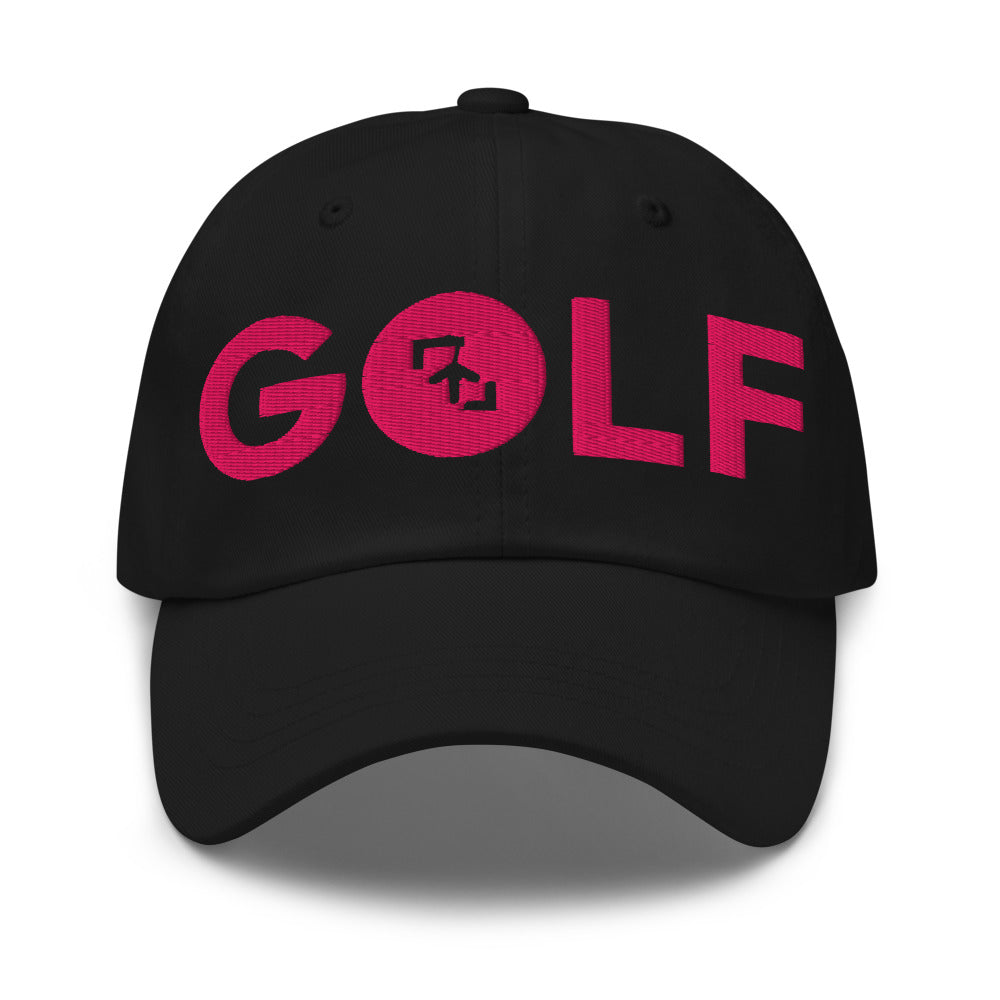 Gorra Golf Club · diseño A · negra con bordado rosa