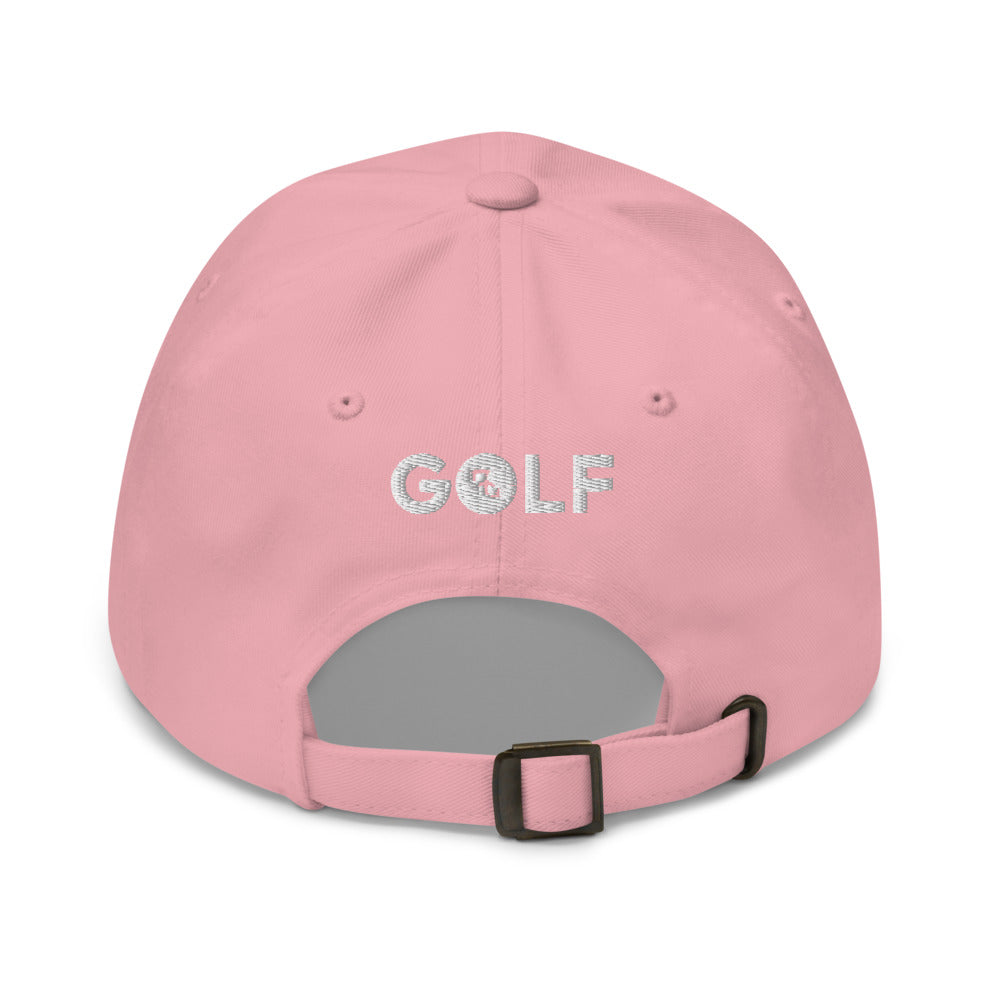 Gorra Golf Club · diseño B · rosa con bordado blanco · detrás