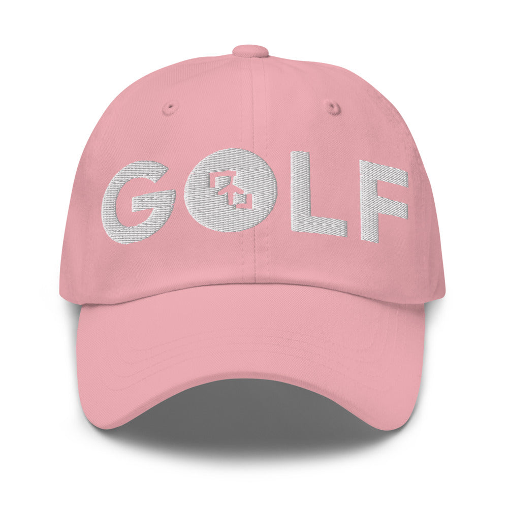 Gorra Golf Club · diseño A · rosa con bordado blanco