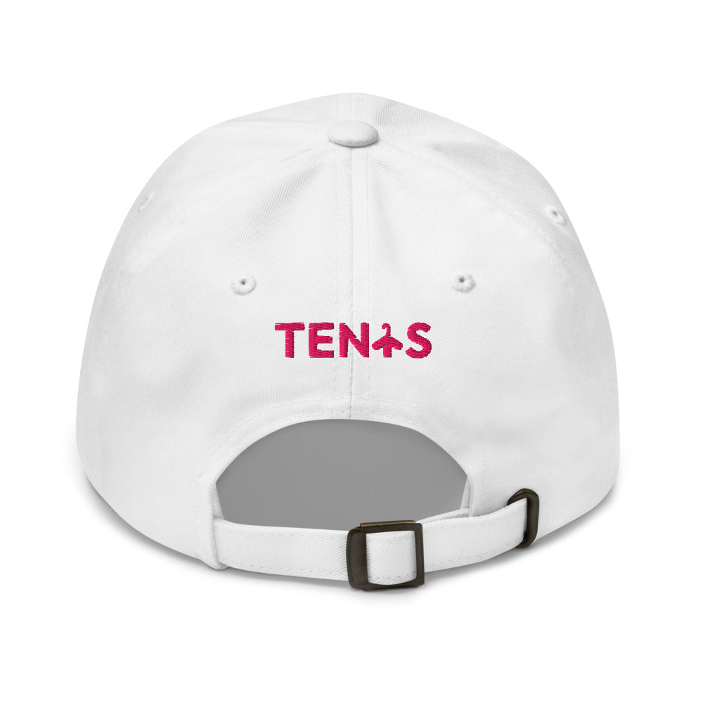 Gorra Tenis Club · diseño B · blanca con bordado rosa · detrás