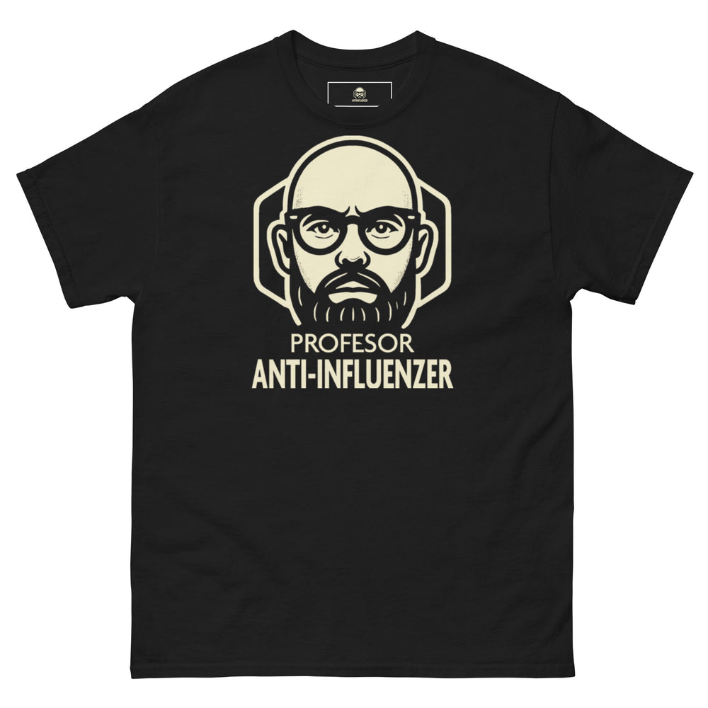 Camiseta Básica Profesor Anti-Influenzer Logo Pecho Unisex