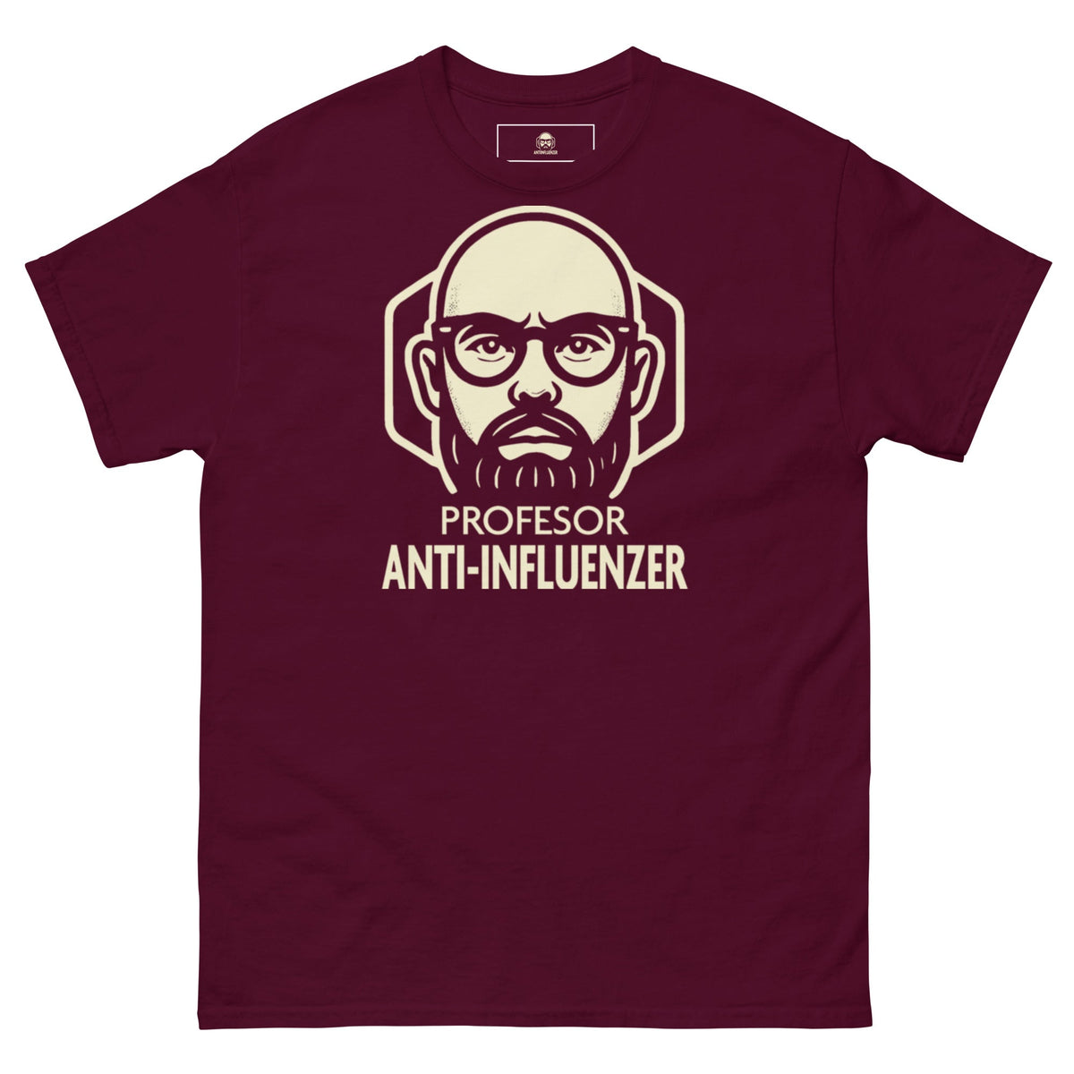 Camiseta Básica Profesor Anti-Influenzer Logo Pecho Unisex