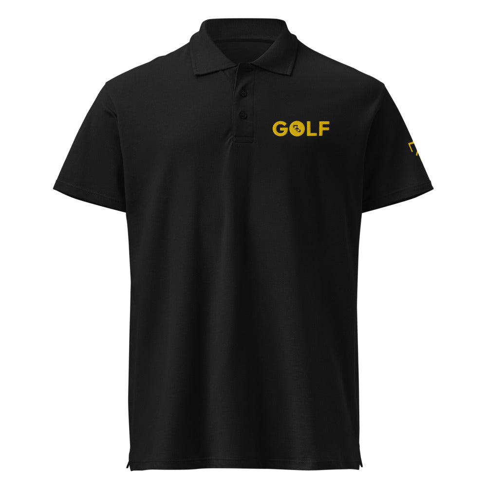 Polo Golf Club · diseño A · negra con bordado amarillo