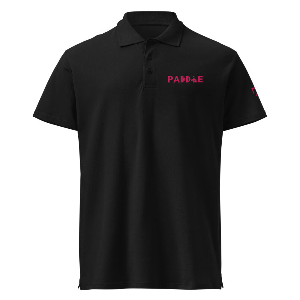 Polo Pádel Club · diseño A · negra con bordado rosa