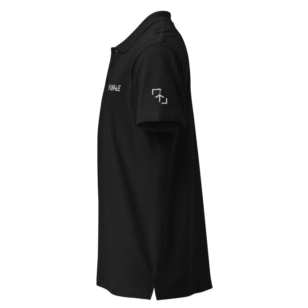 Polo Pádel Club · diseño A · negra con bordado blanco · manga