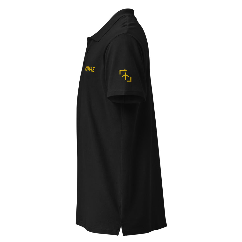 Polo Pádel Club · diseño A · negra con bordado amarillo · manga