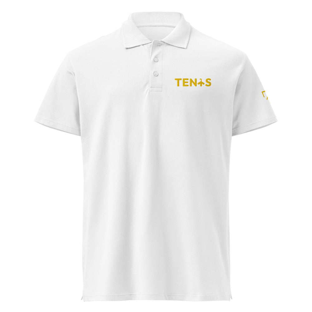 Polo Tenis Club · diseño A · blanca con bordado amarillo