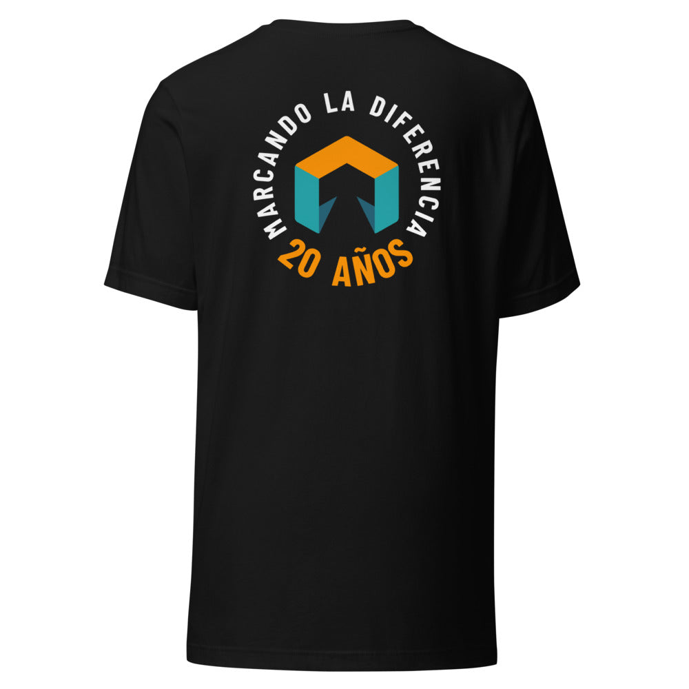 Camiseta TuConsultor 20 Aniversario Sello · negra · espalda