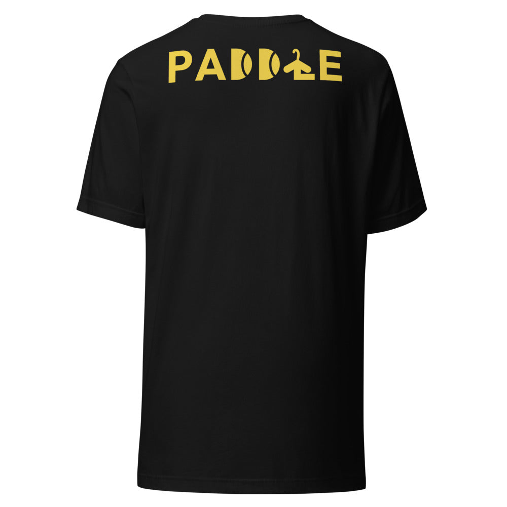 Camiseta Pádel Club · diseño B · negra con bordado amarillo · espalda