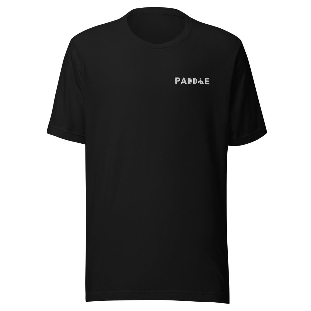 Camiseta Pádel Club · diseño A · negra con bordado blanco