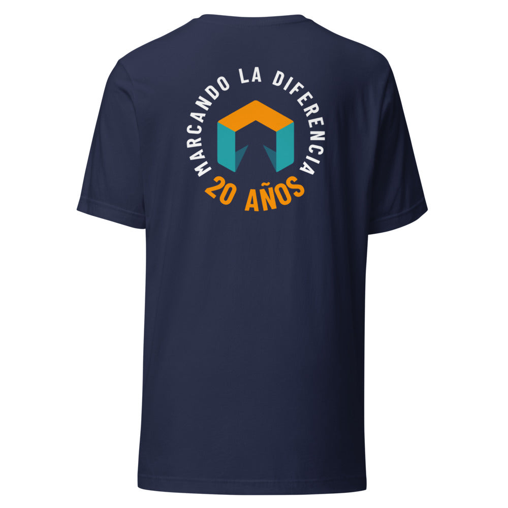 Camiseta TuConsultor 20 Aniversario Sello · azul marino · espalda