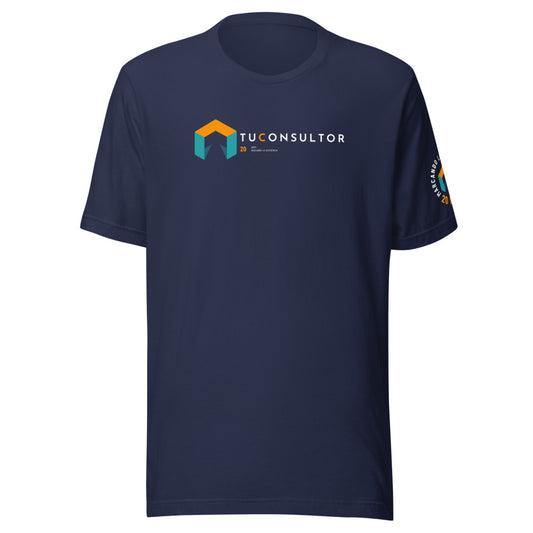 Camiseta TuConsultor 20 Aniversario logo horizontal · azul marino
