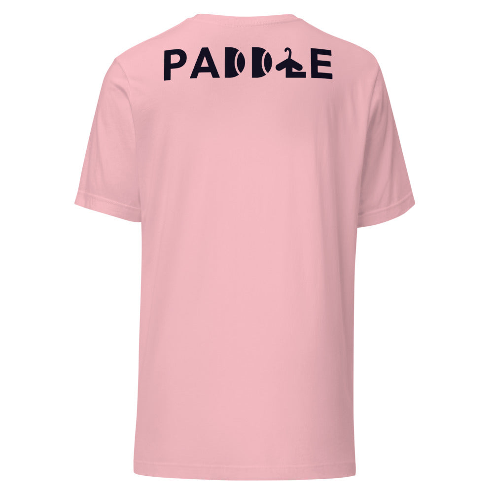 Camiseta Pádel Club · diseño B · rosa con bordado negro · espalda
