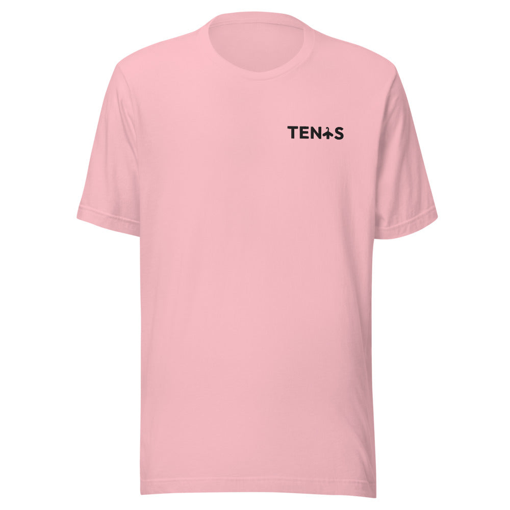 Camiseta Tenis Club · diseño A · rosa con bordado negro