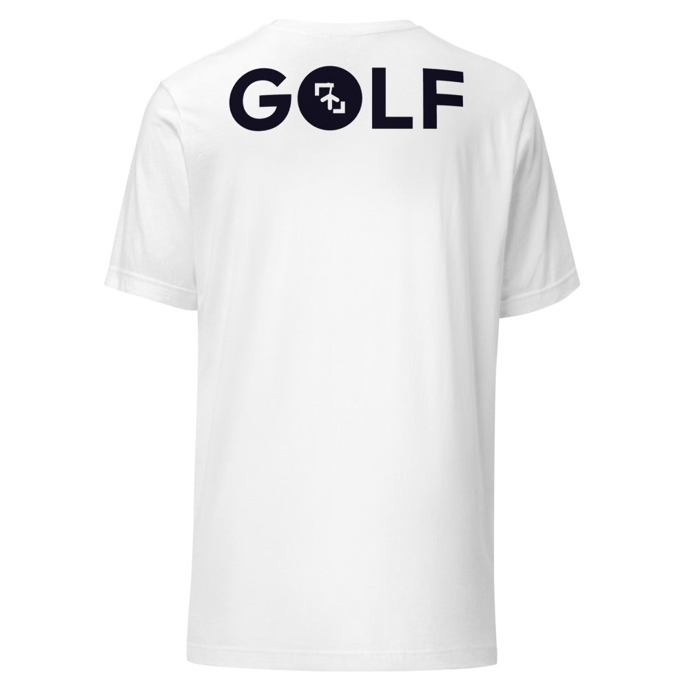 Camiseta Golf Club · diseño B · prenda blanca, hilo negro (espalda)