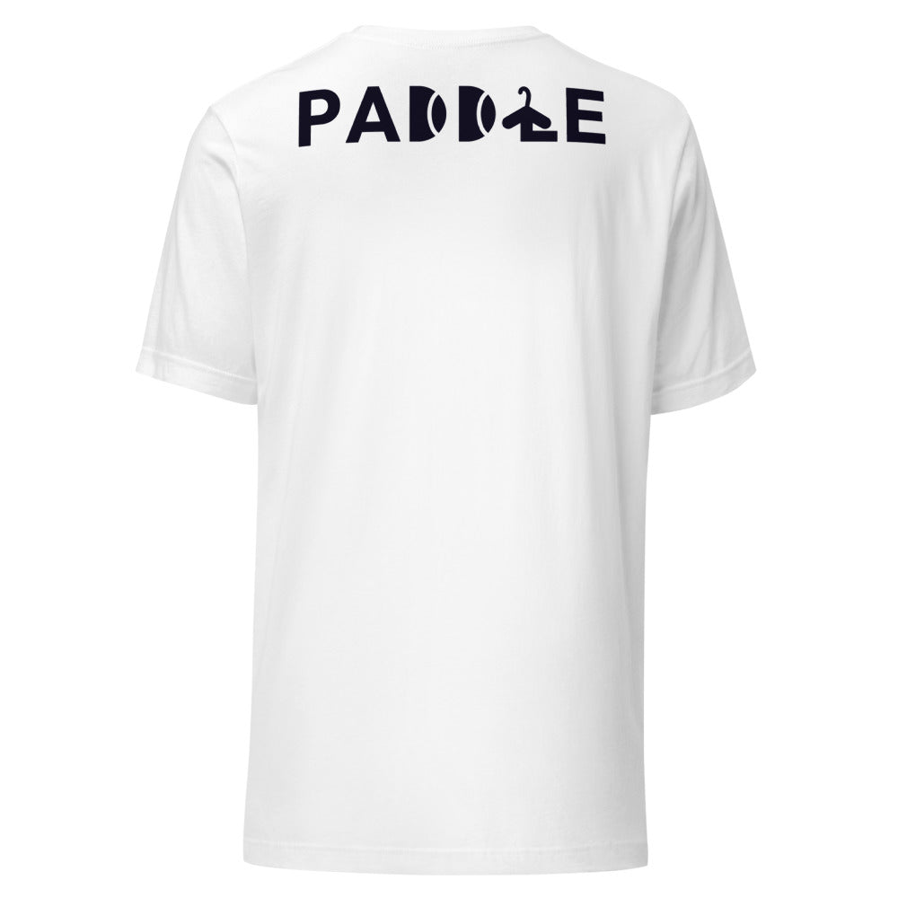 Camiseta Pádel Club · diseño B · blanca con bordado negro · espalda