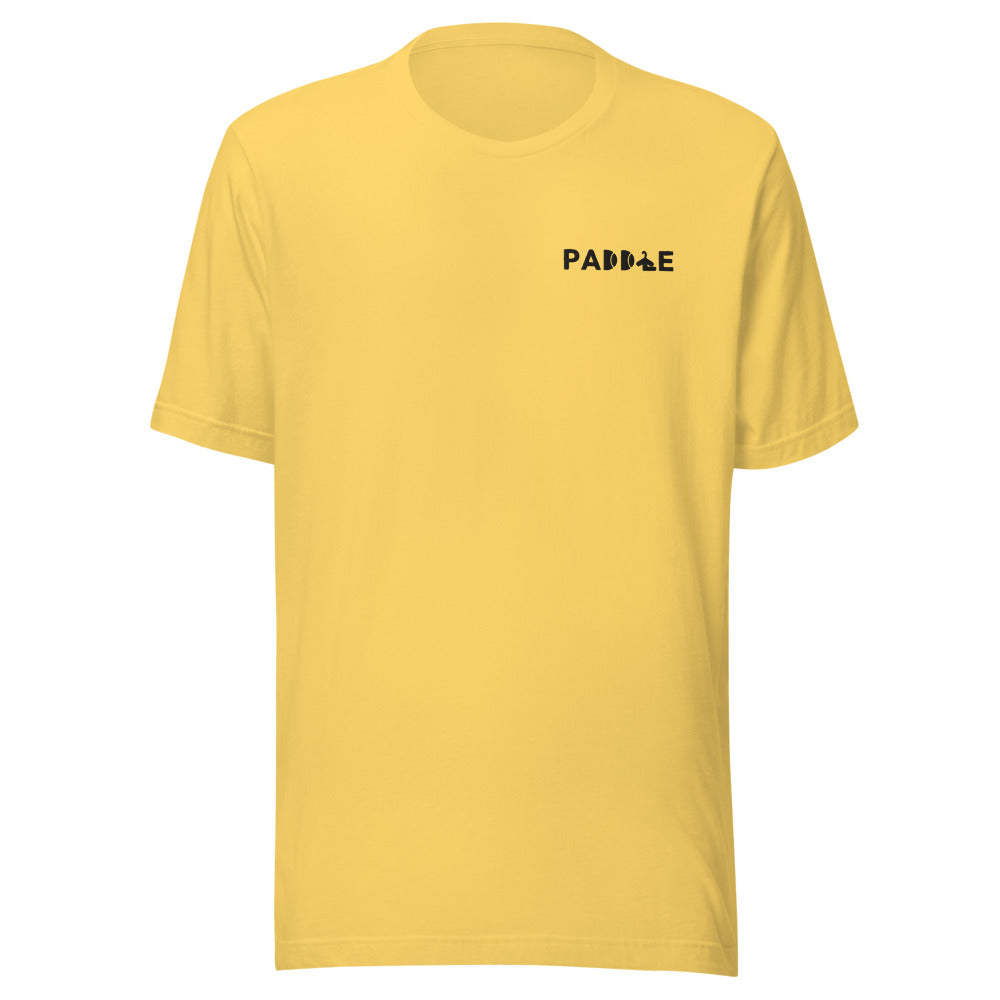 Camiseta Pádel Club · diseño A · amarilla con bordado negro